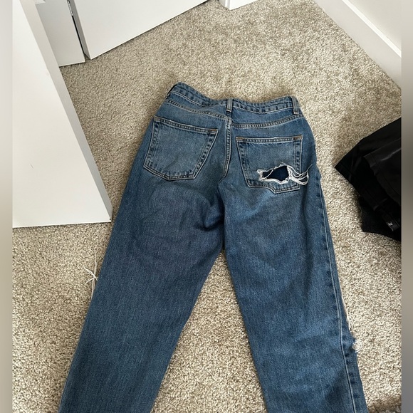 TopShop mom jeans ripped in knees dark blue 25w - Picture 4 of 4